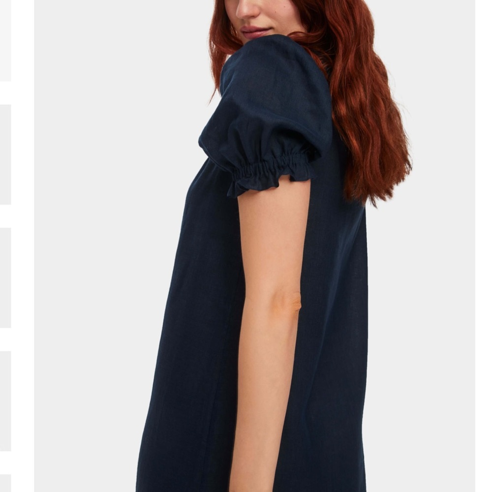 SLEEPER Brigitte Midi Dress in Navy w/o sash